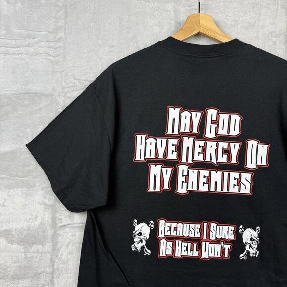 Vintage 2004 Wicked Jester Graphic T-Shirt L Black Skull Gothic Quote Tee Delta - Picture 9 of 10